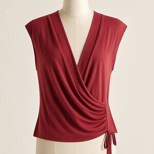 Moda International Wrap Top Red with Buttons On Side Size Medium Y2K 90s